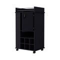 Allandale 1 Door Bar Cart With Wine Rack And Casters Black White Engineered Wood