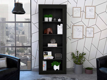 Brighton 5 Shelf Bookcase Black Black Engineered Wood