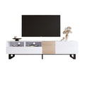 Modern Tv Stand For 80'' Tv With Double Storage Space, Media Console Table, Entertainment Center With Drop Down Door For Living Room, Bedroom, Home Theatre White 70 79 Inches Mdf