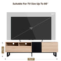 Modern Tv Stand For 80'' Tv With Double Storage Space, Media Console Table, Entertainment Center With Drop Down Door For Living Room, Bedroom, Home Theatre Natural Wood 70 79 Inches Mdf