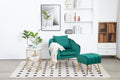 Velvet Accent Chair With Ottoman, Modern Tufted Barrel Chair Ottoman Set For Living Room Bedroom, Golden Finished, Christmas Green Green Foam Velvet