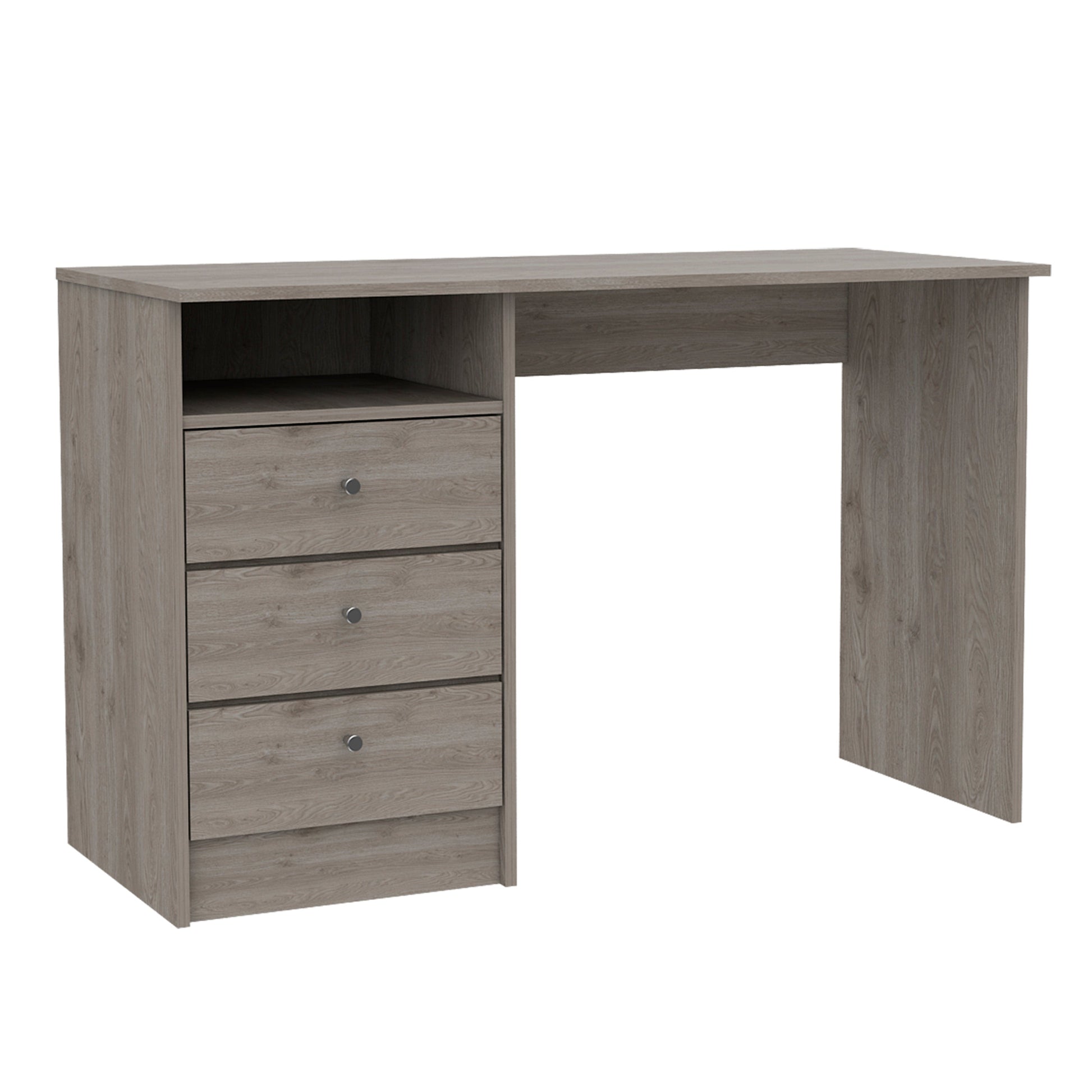 Providence 3 Drawer Writing Desk With Open Compartment Light Gray Gray Engineered Wood