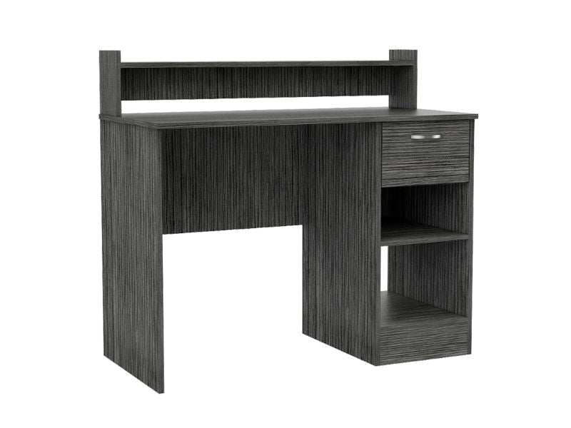 Portland 2 Shelf 1 Drawer Writing Desk Smokey Oak Smoke Grey Engineered Wood