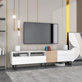 Modern Tv Stand For 80'' Tv With Double Storage Space, Media Console Table, Entertainment Center With Drop Down Door For Living Room, Bedroom, Home Theatre White 70 79 Inches Mdf