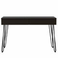 Black 2 Drawer Writing Desk With Hairpin Legs Black Engineered Wood