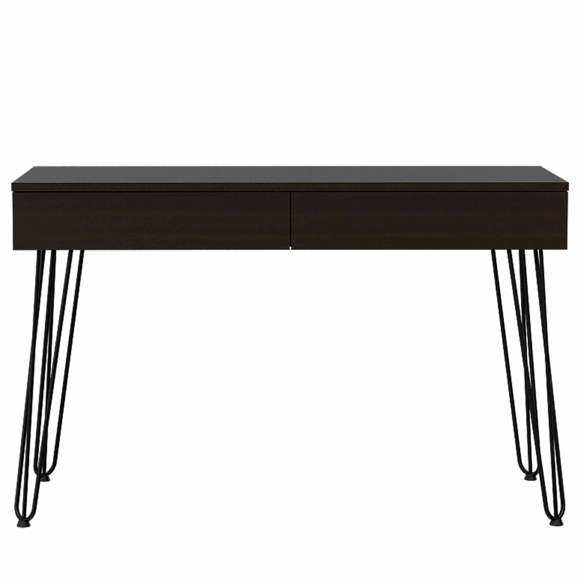 Black 2 Drawer Writing Desk With Hairpin Legs Black Engineered Wood