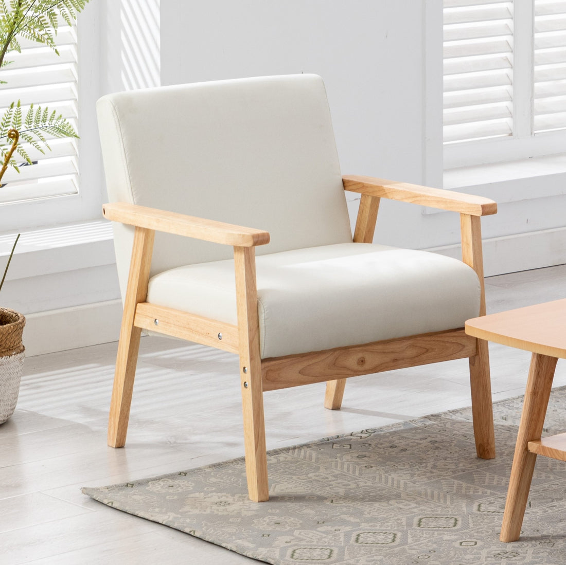 Bahamas 25" Beige Linen Fabric Chair Beige Linen