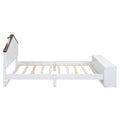 Full Size House Platform Bed With Led Lights And Storage, White Box Spring Not Required Full White Wood Bedroom Bed Frame Wood