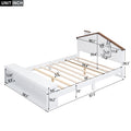 Full Size House Platform Bed With Led Lights And Storage, White Box Spring Not Required Full White Wood Bedroom Bed Frame Wood