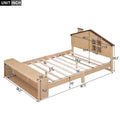 Full Size House Platform Bed With Led Lights And Storage, Wood Color Box Spring Not Required Full Natural Wood Wood Bedroom Bed Frame Wood