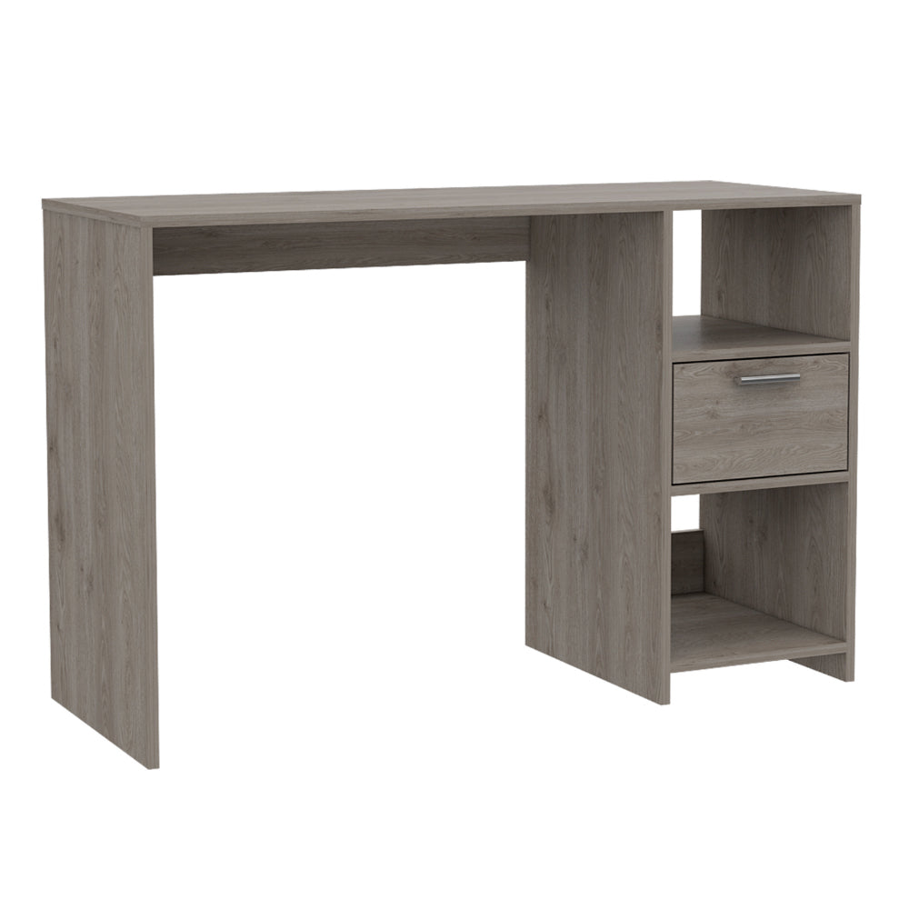 Light Gray 2 Shelf 1 Drawer Writing Desk Gray Engineered Wood