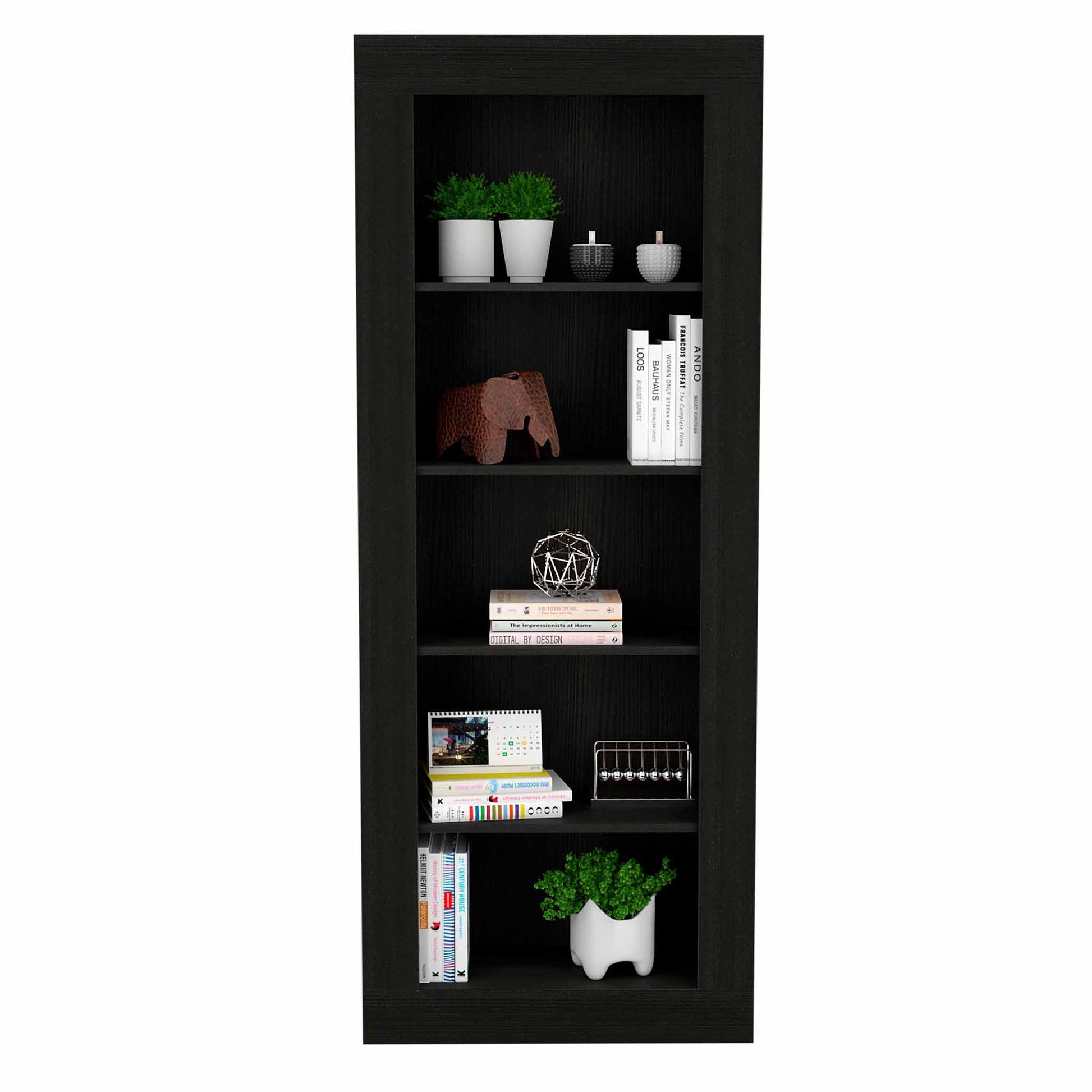 Brighton 5 Shelf Bookcase Black Black Engineered Wood