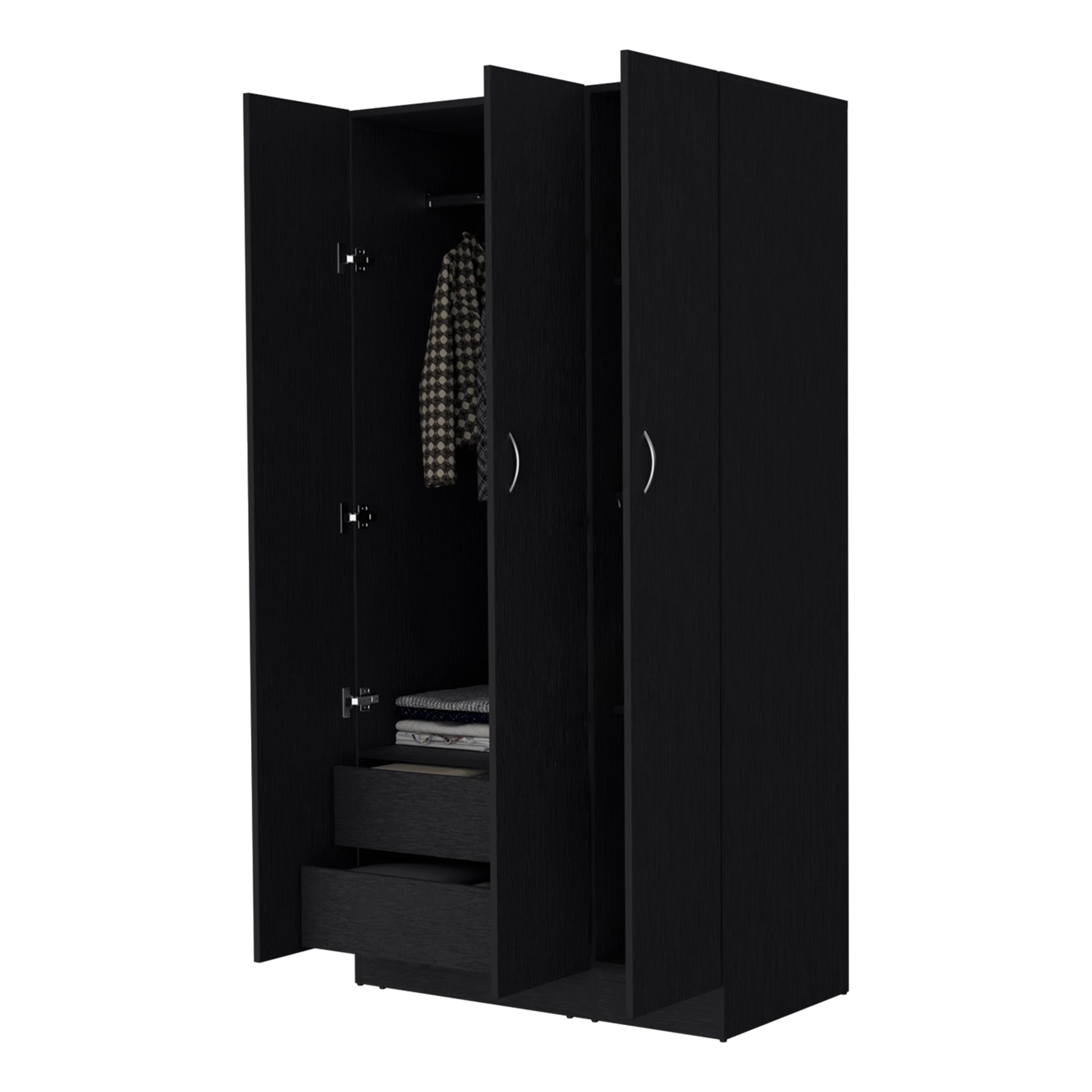 Augusta 3 Door Wardrobe With Hanging Rod Black Black Engineered Wood