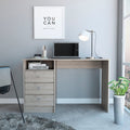 Providence 3 Drawer Writing Desk With Open Compartment Light Gray Gray Engineered Wood