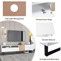 Modern Tv Stand For 80'' Tv With Double Storage Space, Media Console Table, Entertainment Center With Drop Down Door For Living Room, Bedroom, Home Theatre White 70 79 Inches Mdf