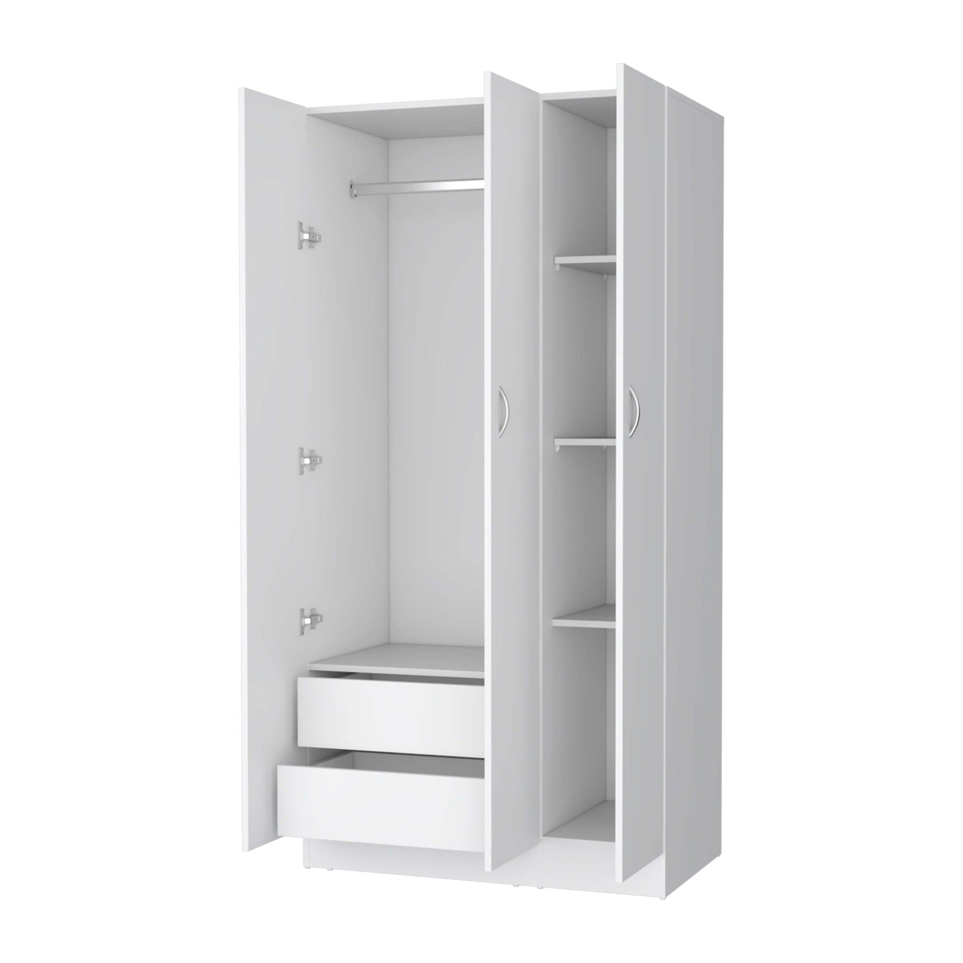 Augusta 3 Door Wardrobe With Hanging Rod White White Engineered Wood