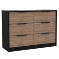 Centura 3 Piece Bedroom Set, Two Nightstands And Dresser, Black And Pine Brown Bedroom Engineered Wood