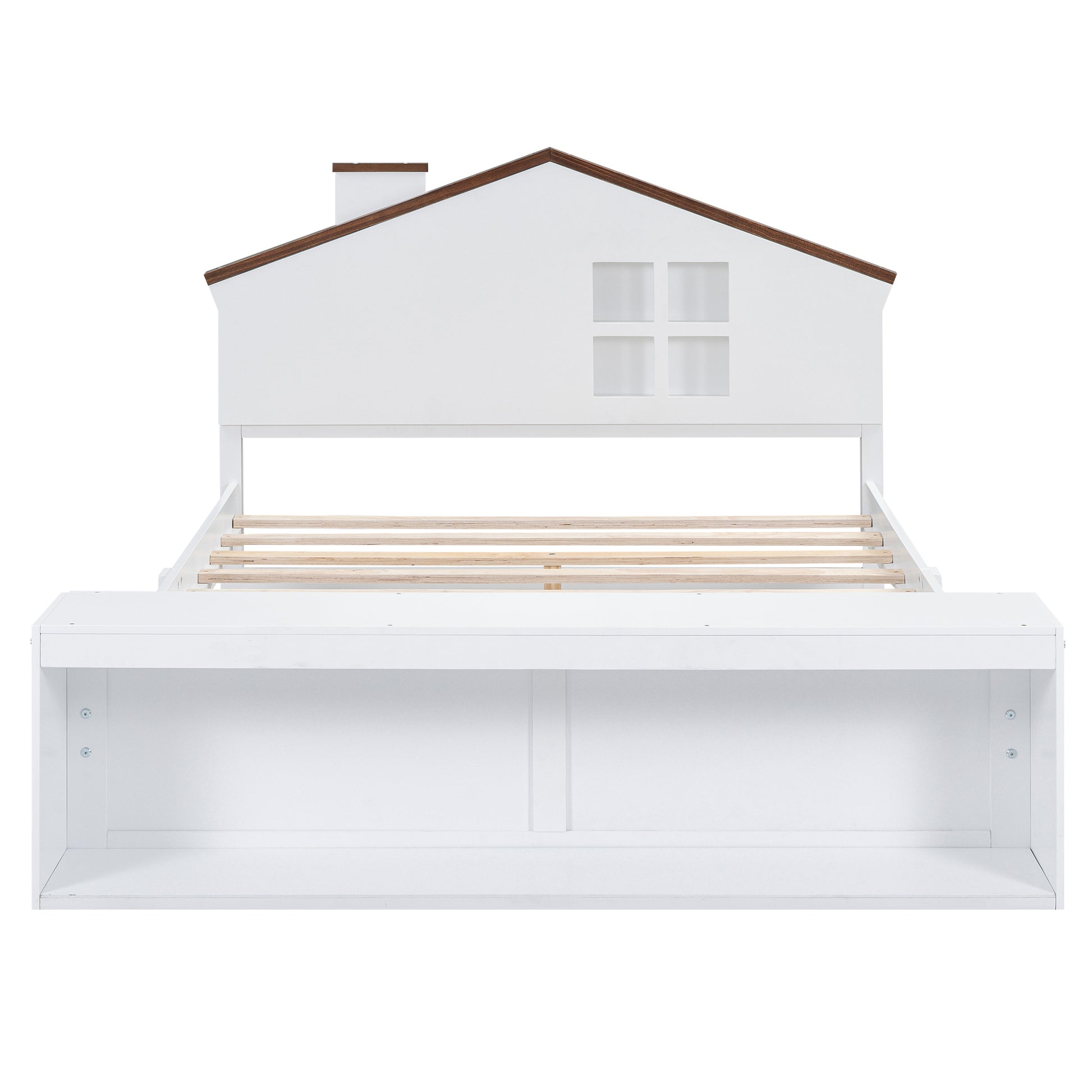 Full Size House Platform Bed With Led Lights And Storage, White Box Spring Not Required Full White Wood Bedroom Bed Frame Wood