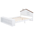 Full Size House Platform Bed With Led Lights And Storage, White Box Spring Not Required Full White Wood Bedroom Bed Frame Wood