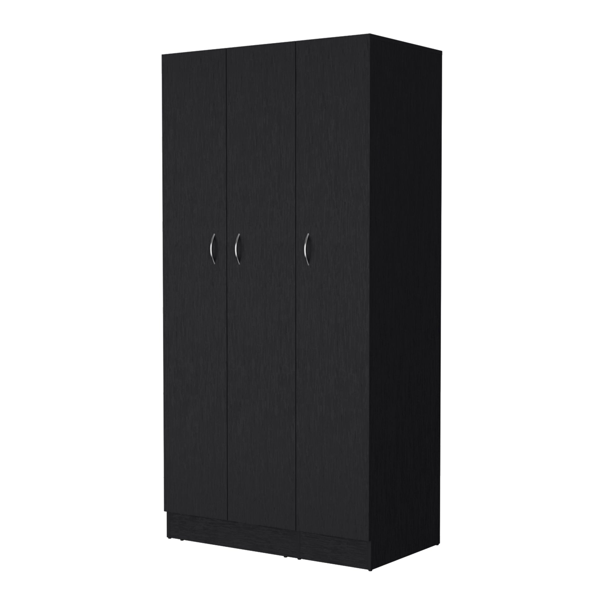 Augusta 3 Door Wardrobe With Hanging Rod Black Black Engineered Wood