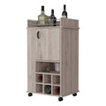 Allandale 1 Door Bar Cart With Wine Rack And Casters Light Gray Gray Engineered Wood