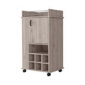 Allandale 1 Door Bar Cart With Wine Rack And Casters Light Gray Gray Engineered Wood