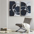 Silver Foil Abstract 2 Piece Canvas Wall Art Set Navy Mdf