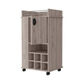 Allandale 1 Door Bar Cart With Wine Rack And Casters Light Gray Gray Engineered Wood