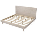 Modern Concise Style Solid Wood Grain Platform Bed Frame, King, Stone Gray Stone Gray Wood