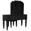 Luxurious Majestic Classic Black Color Vanity Set W Stool 3 Storage Drawers 1Pc Bedroom Furniture Set Tri Fold Mirror Black Bedroom Traditional Poplar Rubber Wood