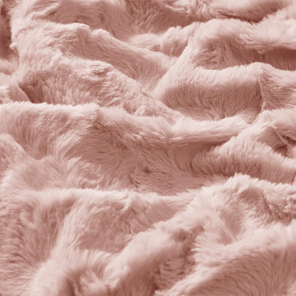 Oversized Faux Fur Throw Blush Polyester