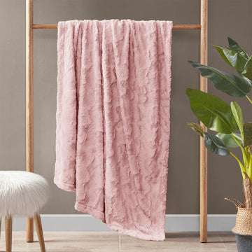 Oversized Faux Fur Throw Blush Polyester