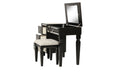 Traditional Formal Black Color Vanity Set W Stool Storage Drawers 1Pc Bedroom Furniture Set Tufted Seat Stool Black Bedroom Traditional Poplar Rubber Wood