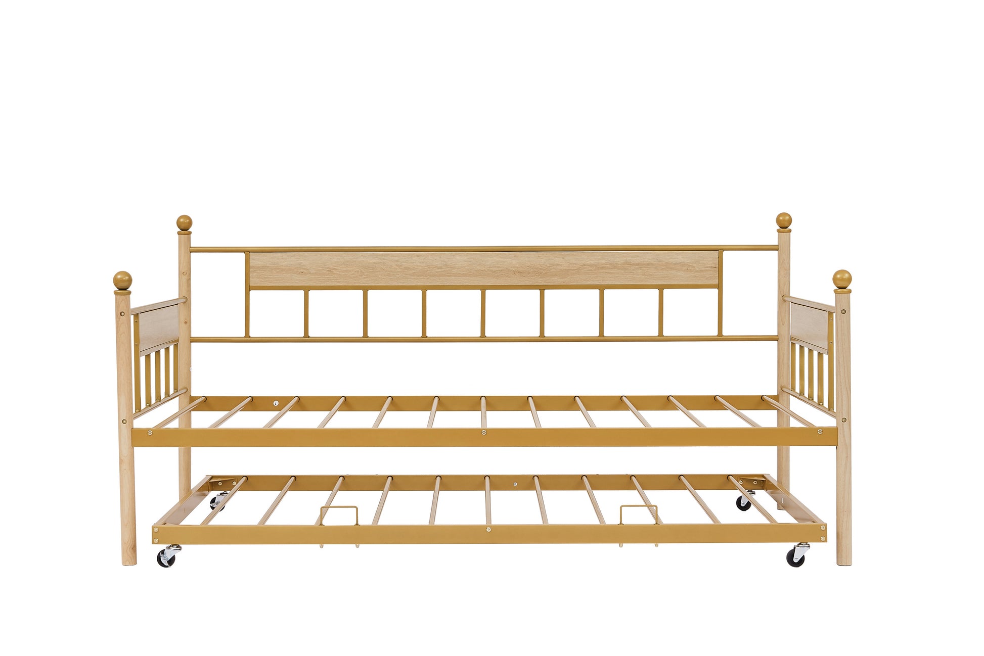 Daybed, Sofa Bed Metal Framed With Trundle Twin Size, Golden, 77'' L X 40.6'' W X 14.5''H Twin Golden Steel