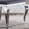 Velvet Dining Chair With Oval Backrest Set Of 2, Stainless Steel Legs Grey Velvet