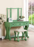 Unique Modern Bedroom Vanity Set W Stool Foldable Mirror Drawers Apple Green Color Mdf Veneer 1Pc Vanity Furniture Antique Green Bedroom Modern Folding Pine Particle Board