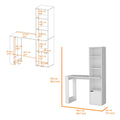 White Computer Desk With 4 Tier Bookcase And 1 Door Cabinet White Engineered Wood