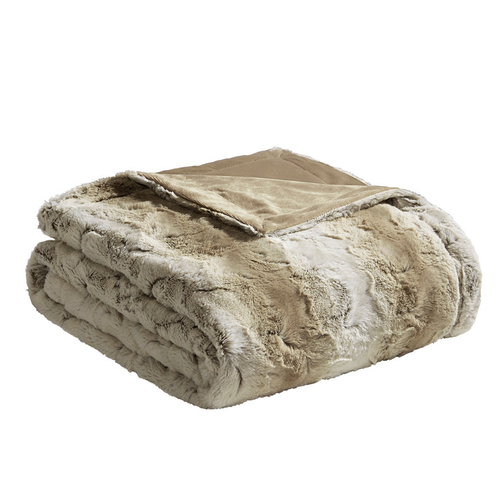 Oversized Faux Fur Throw Sand Polyester