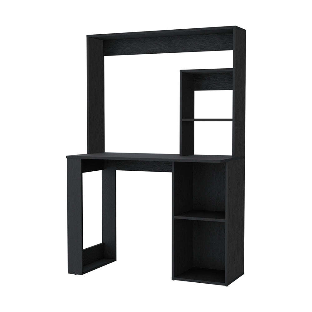 Palisades Computer Desk With Hutch And Storage Shelves Black Black Engineered Wood