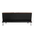 Sofa Bed With Armrest Two Holders Wood Frame, Stainless Leg, Futon Brown Pvc Brown Pvc
