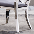 Velvet Dining Chair With Oval Backrest Set Of 2, Stainless Steel Legs Grey Velvet