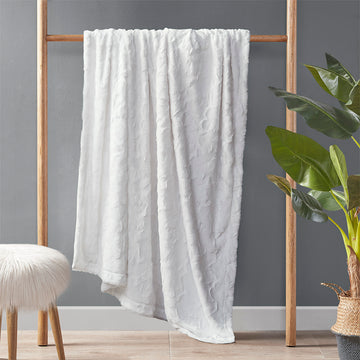 Oversized Faux Fur Throw White Polyester