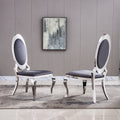 Velvet Dining Chair With Oval Backrest Set Of 2, Stainless Steel Legs Grey Velvet