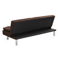 Sofa Bed With Armrest Two Holders Wood Frame, Stainless Leg, Futon Brown Pvc Brown Pvc
