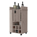 Allandale 1 Door Bar Cart With Wine Rack And Casters Light Gray Gray Engineered Wood