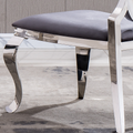 Velvet Dining Chair With Oval Backrest Set Of 2, Stainless Steel Legs Grey Velvet