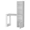 White Computer Desk With 4 Tier Bookcase And 1 Door Cabinet White Engineered Wood