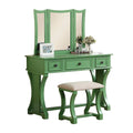 Unique Modern Bedroom Vanity Set W Stool Foldable Mirror Drawers Apple Green Color Mdf Veneer 1Pc Vanity Furniture Antique Green Bedroom Modern Folding Pine Particle Board