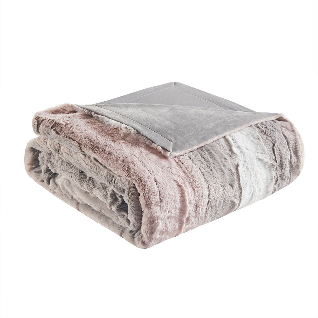 Oversized Faux Fur Throw Grey Cotton