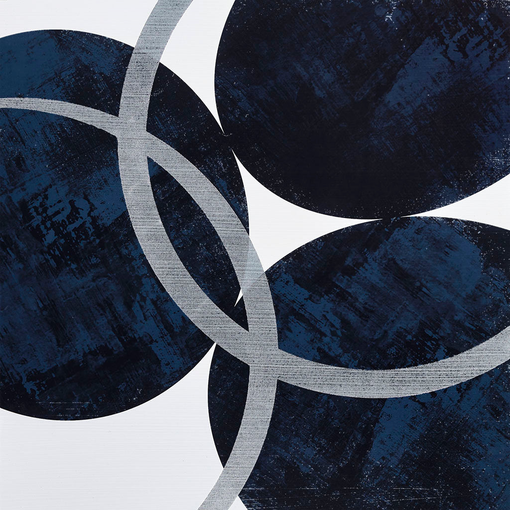 Silver Foil Abstract 2 Piece Canvas Wall Art Set Navy Mdf